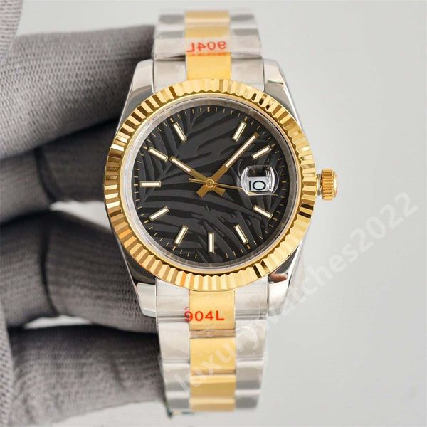 

new mp factory mens watch luxury automatic 904l two tone fine steel 126300 36mm black dial stainless steel asia 2813 movement wristwatch, Slivery;brown