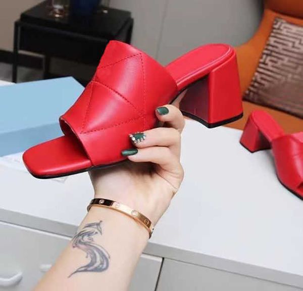

thick heel 7cm women's slippers fashion leather sewing broadband sandals summer show party beach shoes luxury box large 35-43, Black