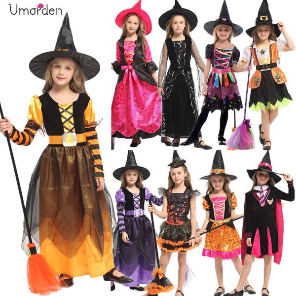 Ocasiões especiais Umorden infantil infantil fantasia de bruxa garotas halloween purim carnival Party Mardi gras fantasia fantasia vestido cosplay 220826