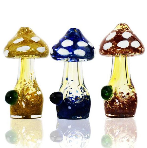 Вертикальные красочные грибные трубы Искусство пирекс Толстое стекло. Курение сухое трава табачный фильтр ручной работы