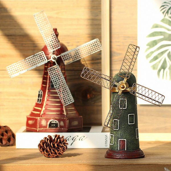 Retro Nostalgic Dutch Windmühle-Ornament-Ornament-Dekoration-Sparschwein Kreatives Wohnzimmer Cafe Bar Shop Handwerksmöbel