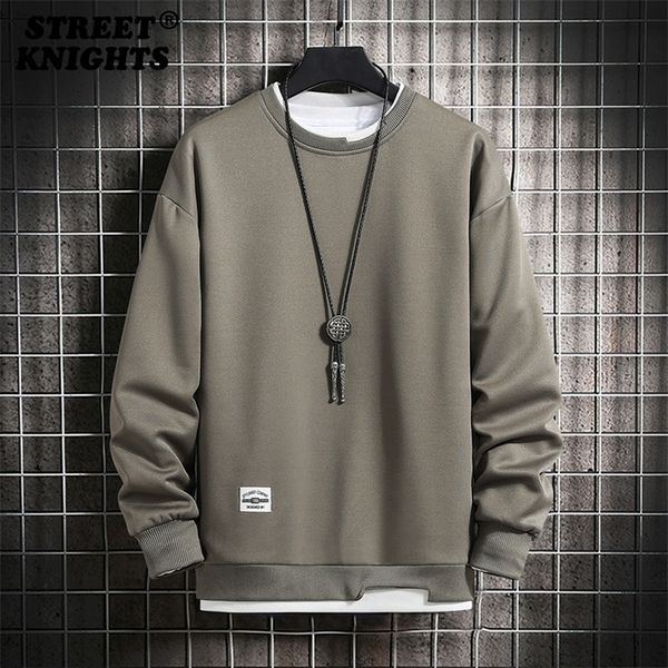 Primavera Outono Color Sólido Casual Mens Hoodies Suéter Homens Forma Harajuku Streetwear Sueter Tops 220325