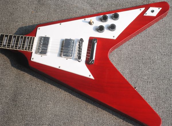 

customizable electric guitar, custom style v-shaped musical instrument, with ne-colored diapason design