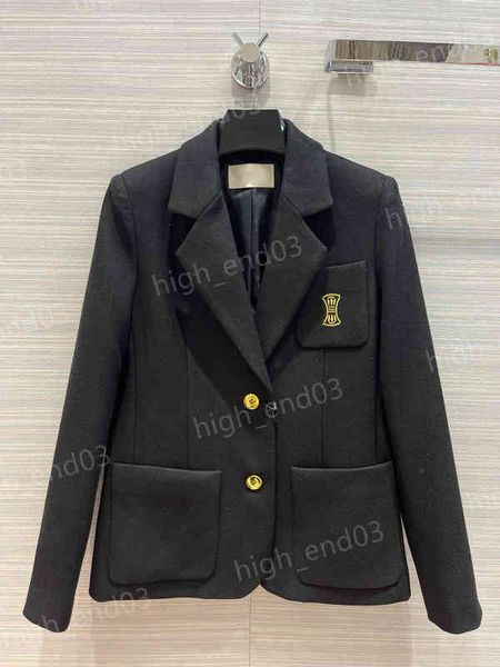 

designer womens blazer jackets fashion brand ce..ne suit jacket gold thread embroidery badge suit classic luxury women clothing apparel, Black;brown