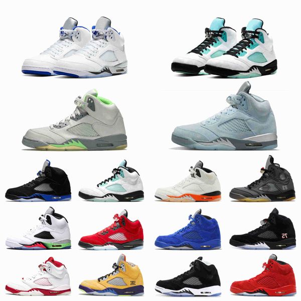 

mens 5 5s basketball shoes shattered backboard bluebird laney-royal pink foam space jam raging red hyper royal grape sports sneakers, Black