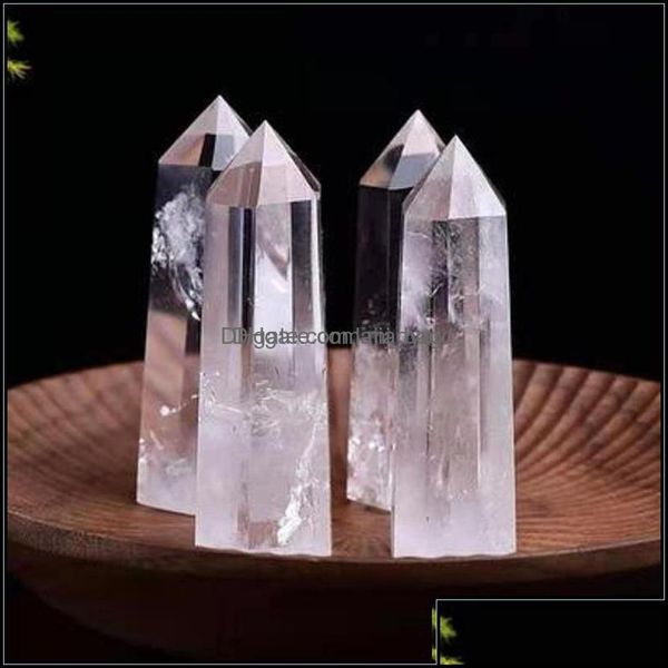 Artes y manualidades Regalos de artes Hogar Jardín Adorno de torre de cristal blanco Varitas curativas minerales Reiki Piedra de energía natural de seis lados Caída de habilidad