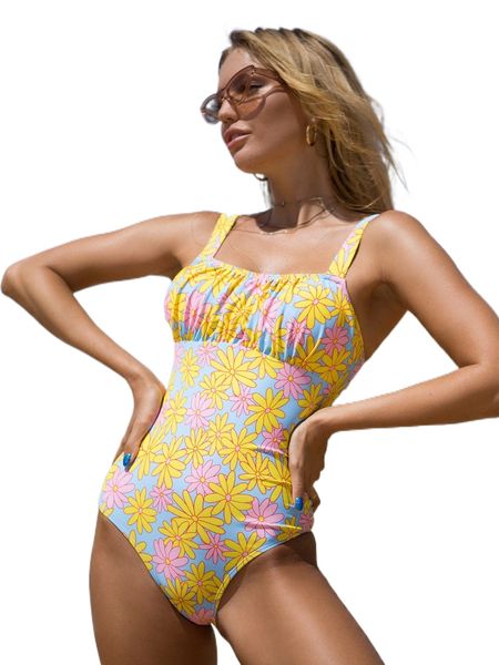 

bikinx allover floral print one piece swimsuit c5ot#, White;black