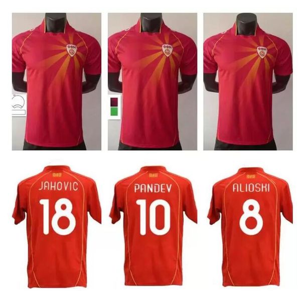 

north macedonia soccer jersey 2021 2022 alioski ibraimi elmas enis bardhi pandev 21 22 maillot foot home red away white jahovic men football, Black;yellow
