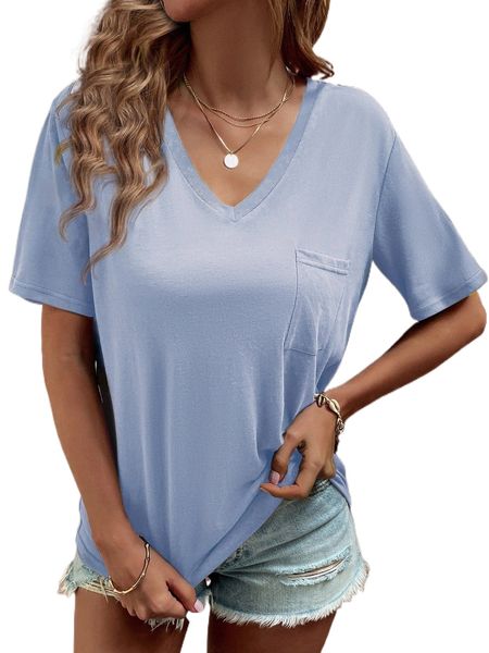 

v neck pocket patched tee j9d4#, White