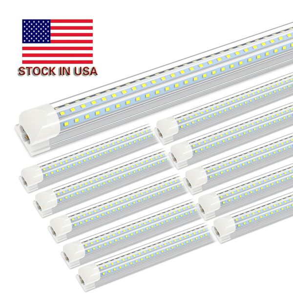 Tubi LED JESLED 8FT a forma di D 4ft 8Feet T8 Tubo di raffreddamento integrato Porta Doppi lati 3 file Luce fluorescente 120W Montaggio lateraleLuci per negozi bianco freddo ultra luminose