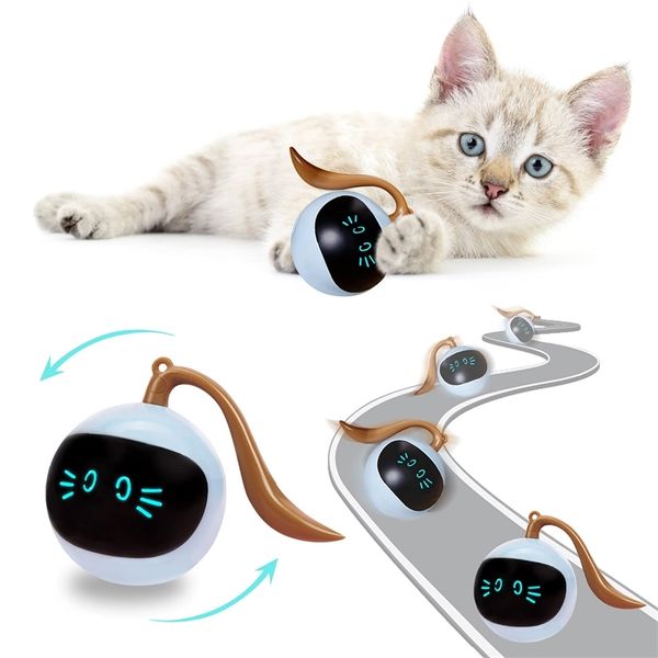 Brinquedos automáticos da bola de gato Brinquedos Interactive Electric USB Recarregável Auto Rotating Teaser Indoor Treiny Brinquedos para Pet Kitten 220423