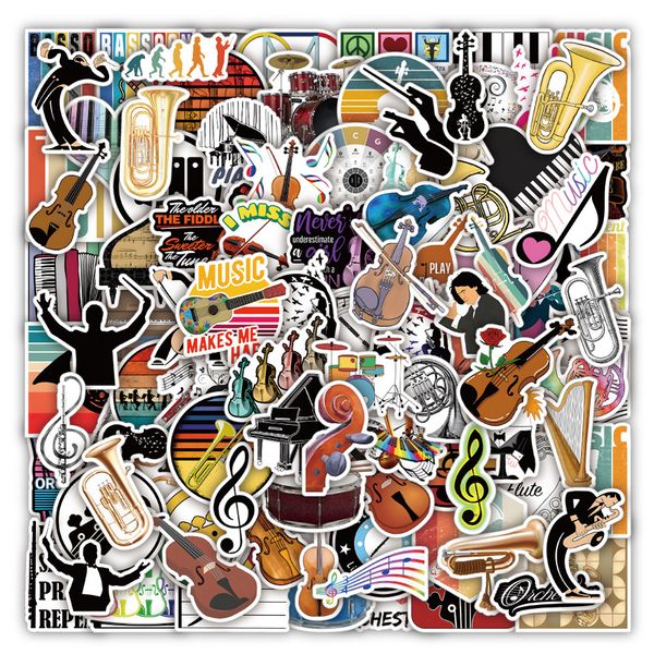 

pack of 100pcs wholesale orchestral music stickers no-duplicate for luggage skateboard notebook helmet water bottle phone car decals