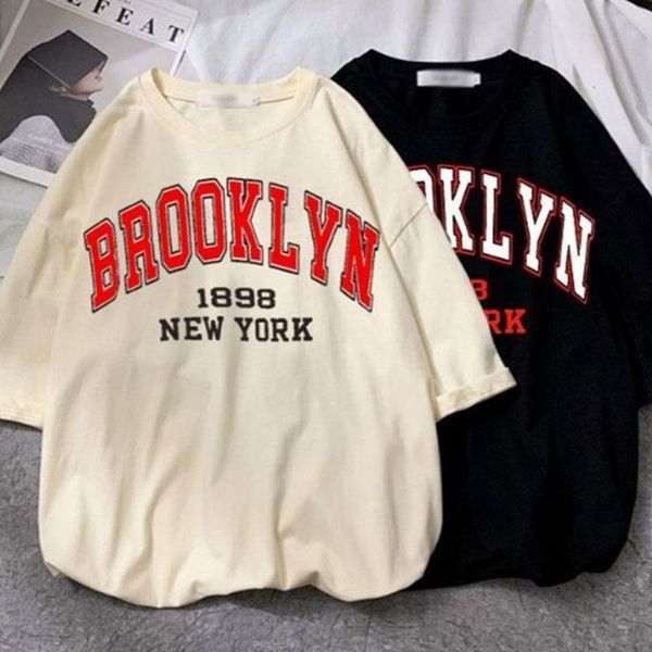 

letter brooklyn t shirt men women fashion summer cotton tshirt kids hip hop tees boy clothing camisetas hombre girl tshirt 220608, White;black