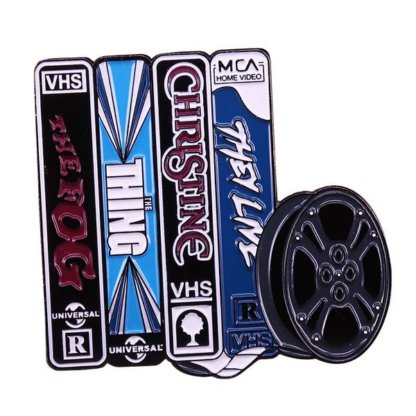 

horror film collection videotape vhs scroll badge great art collection, Blue