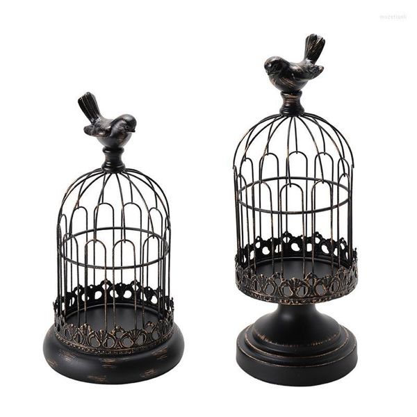 Держатели свечей 2pcs Bird Cage Holder Set Iron Art Table Центральная вечеринка Vintage Gothic Living Room Home Decor Candlestick GiftCand