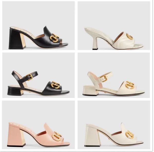 

2022 a5 designer woman g ladies leather slippers women sandals slide sandal platform slipper chunky 2.4"heel height shoes summer emboss, Black