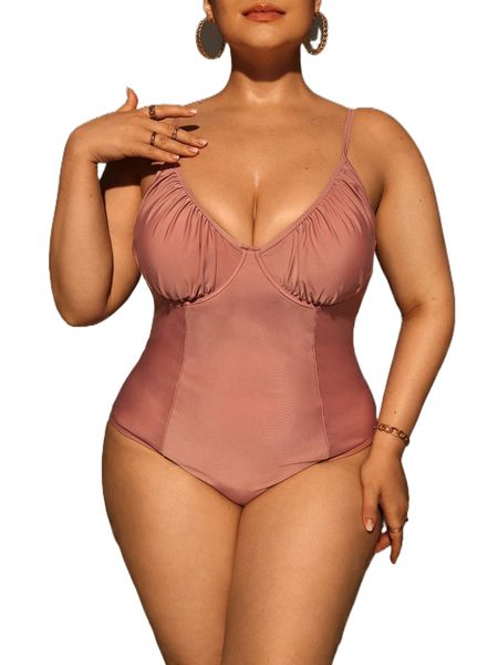 

plus ruched push up one piece swimsuit t1ai#, White;black