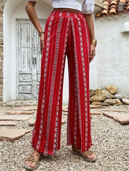 

geo print wide leg pants 24be#, Black;white