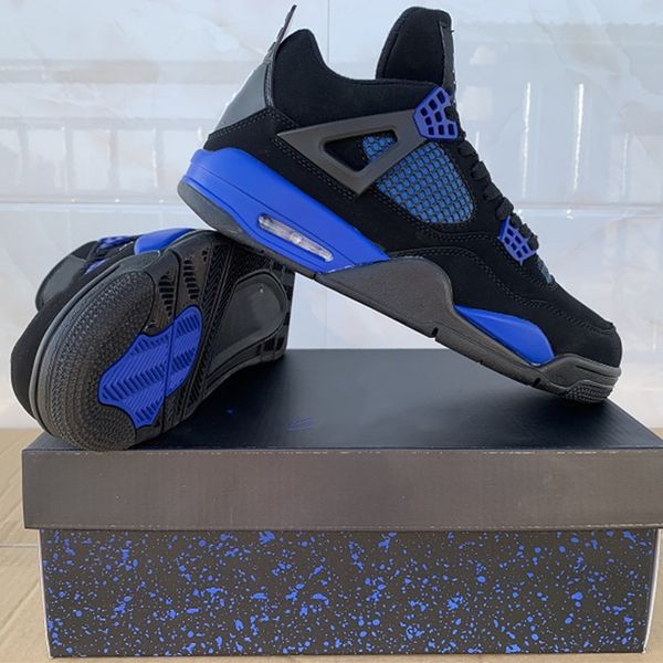 

2022 black blue 4s midnight navy basketball shoes 4 bred university blue white oreo sneaker trainer