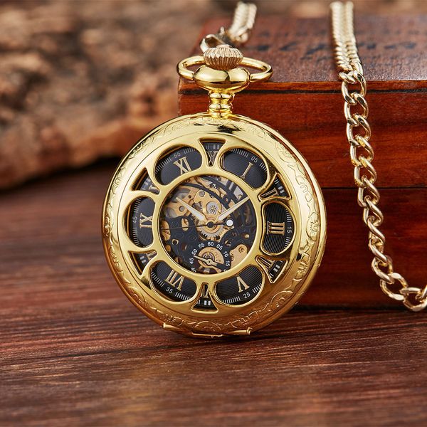 

external flap hollow out manual mechanical pocket watch petal classic necklace men's and women's wall pm237, Slivery;brown