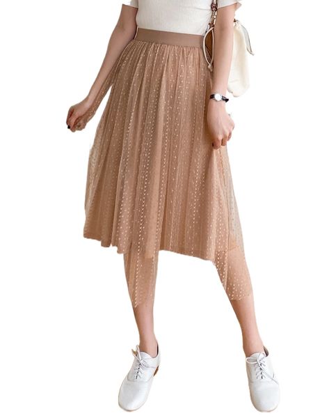 

dazy high waist embroidery mesh skirt c4ty#, Black