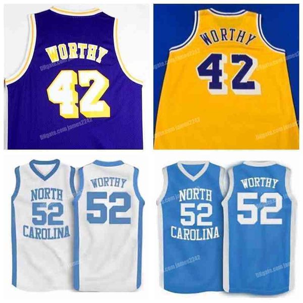 

retro worthy #42 #52 college custom north carolina basketball jersey men's stitched white blue yellow purple any name number size s-4xl, Black