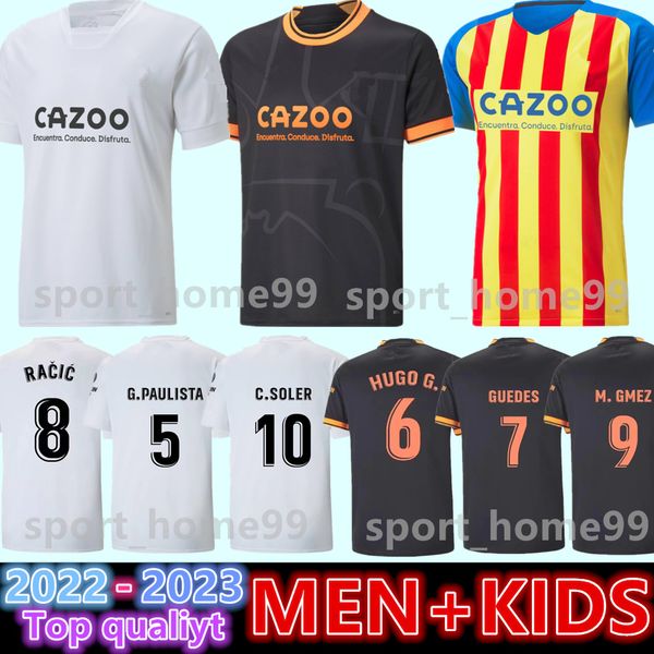 

new 2022 2023 valencia soccer jerseys guedes gameiro rodrigo m.gomez gaya rivero c.soler 22 23 home away 3rd football shirt men kids kit uni, Black;yellow