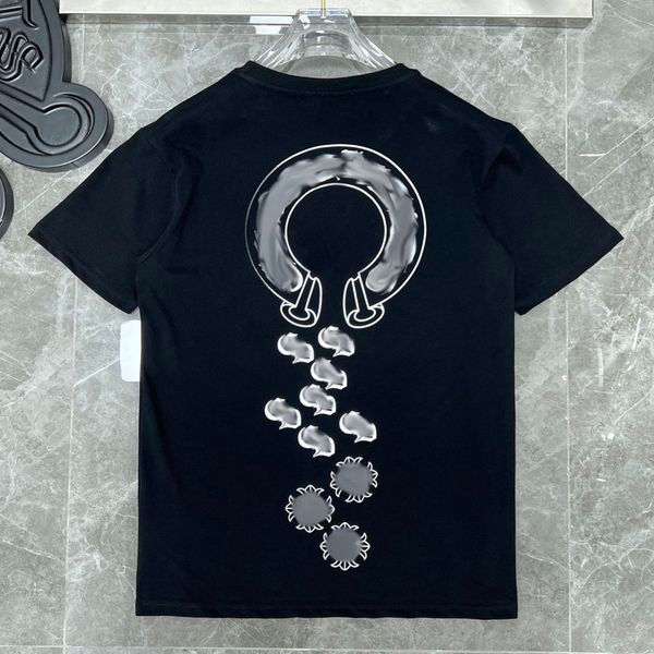 

mens summer luxury t shirts ch brand fashion men tees horseshoe cross designer tshirts loose women shirt classic man hip hop sweater sanskr, White;black