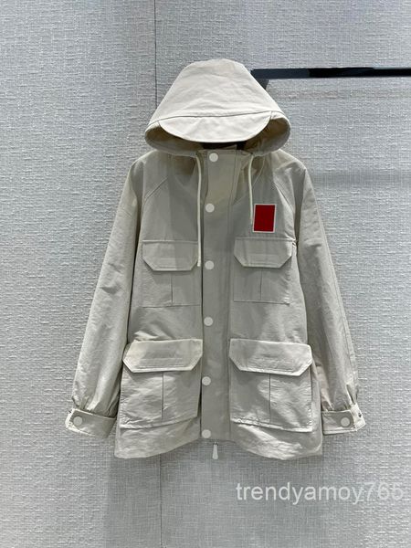 

women's trench coats hooded windbreaker coat handsome neutral design sense waist closing medium long work clothes spring autumn high en, Tan;black
