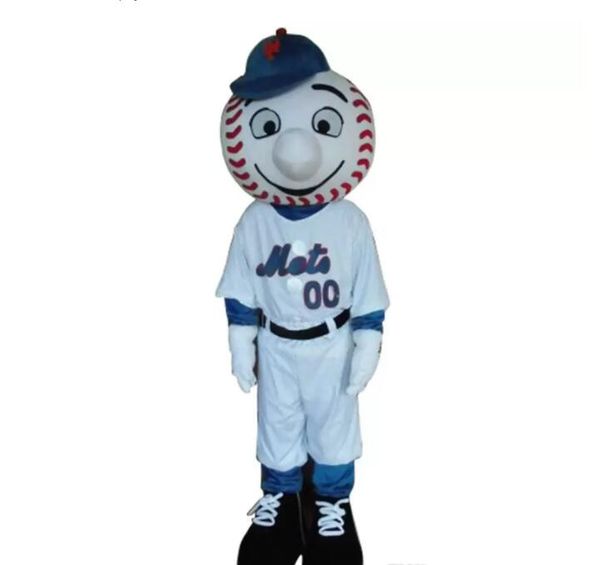 Costume da mascotte per adulti di alta qualità Mr Met, nuovo costume da ragazzo dei cartoni animati, costume da mascotte da baseball, Natale, Halloween