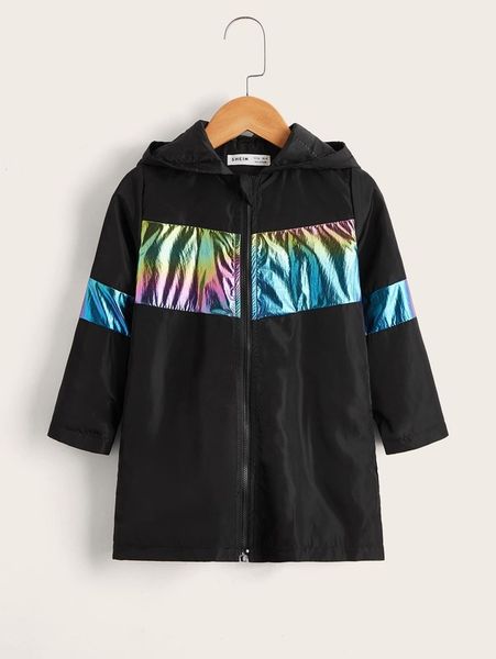 

toddler boys contrast laser tape zip up coat she, Blue;gray