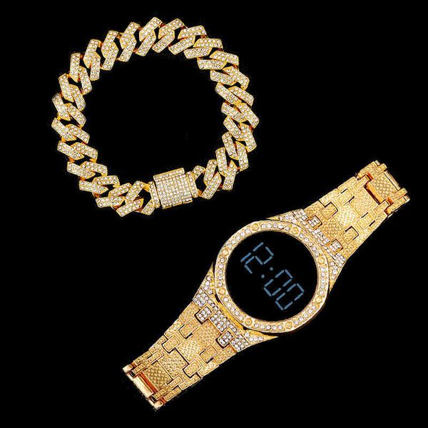 

hip hop iced out luxury date quartz wrist with micropave cz for male men jewelry watch giftkhf8, Slivery;brown