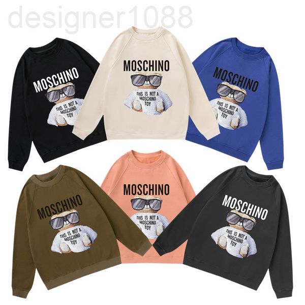 

men's hoodies & sweatshirts designer spring new loose casual letter cartoon glasses bear print round neck pullover long sleeve sweater, Black