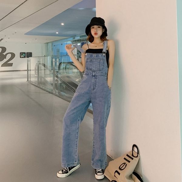 

fashion women denim jumpsuit ladies spring fashion loose jeans rompers female casual plus size overall playsuit with pocket y200422, Black;white