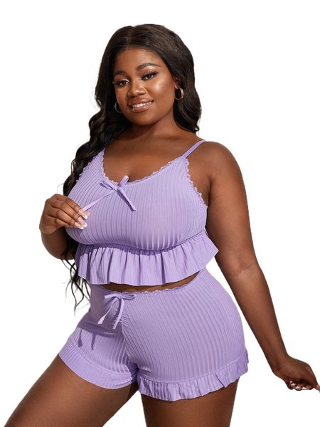 

plus bow front lace trim peplum lingerie set u4jo#, Black;white