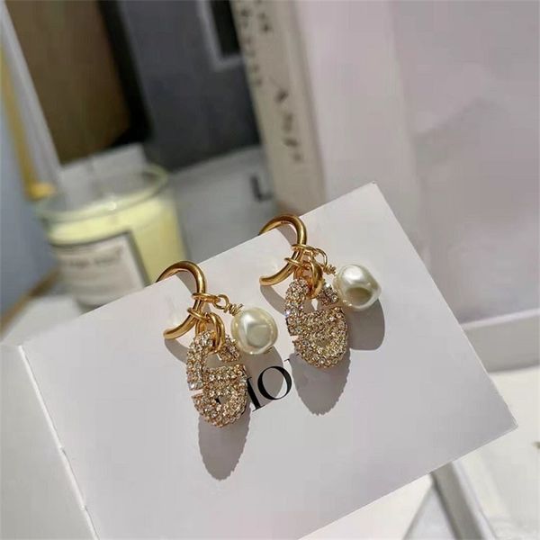 

65% off jewelry store coupon rhinestone pearl earrings 2022 brass earrings female 925 silver needle, Golden