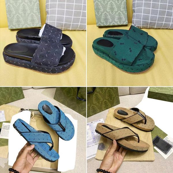 

2022 ggity slipper angelina psychedelic guccie sandals multi 55mm platform slide sandal women 's denim slippers guccily classic canvas, Black