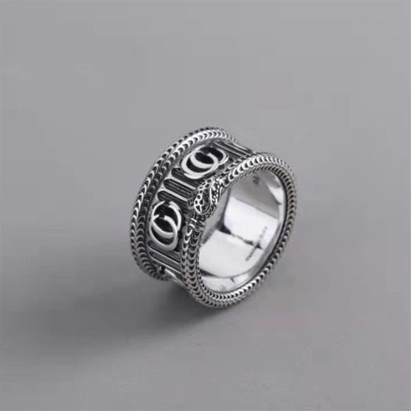 

s925 silver double g snake ring 11 with standard european and american retro vintage old men and women couple fashion trend ins2094