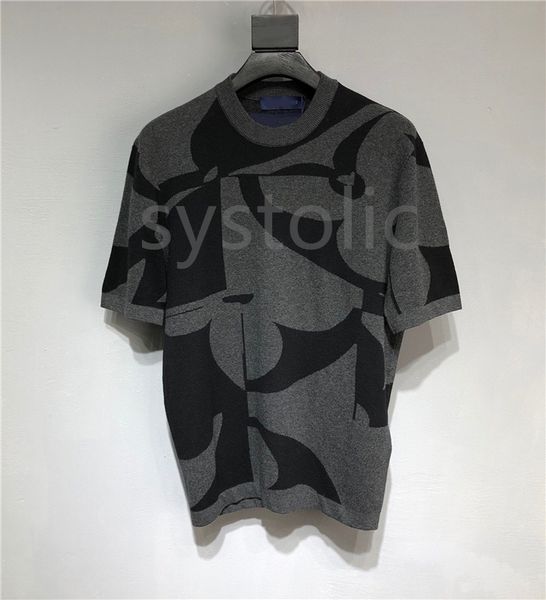 

mens womens designer t shirt summer luxurys tshirt geometric cut knitted short sleeves size s-xl, Gray;blue