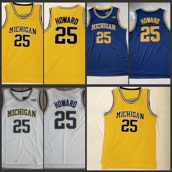 

mens michigan wolverines #25 jace howard college retro basketball limited jersey, Black