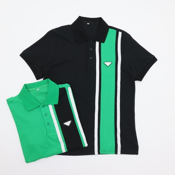 

lapel men's summer t shirts luxury short sleeve classic designers polo t-shirt fashion brand splicing color triangle tees men women ca, White;black