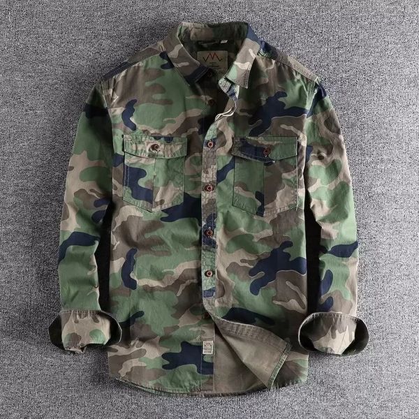 

men's casual shirts green camouflage shirt men cargo durable outdoor hiking sport daily military style pocket breasted, White;black