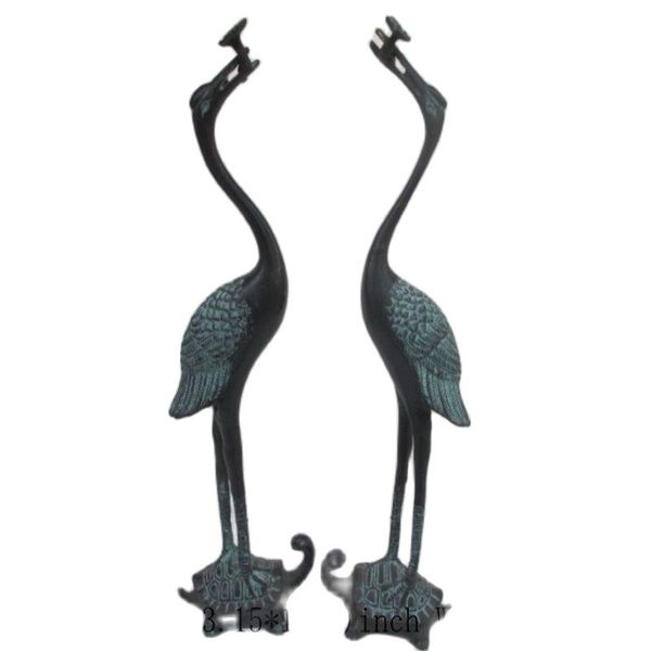 

a pair of crane of ancient chinese bronze collection turtle dominant ruyi, Black