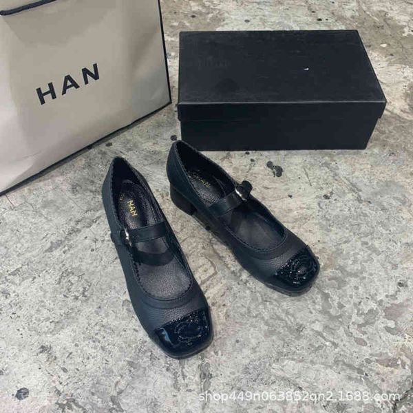 

slippers mary jane thick heels spring and summer ballet color matching lolita with skirt women's shoes, Black