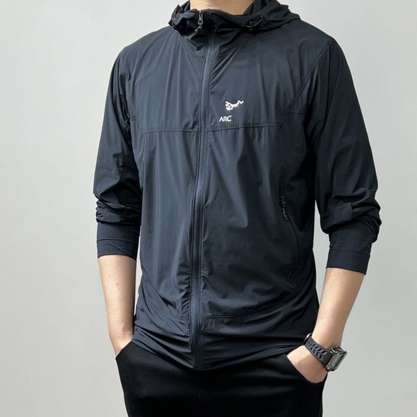 

arc designer jacket men's sun protection clothing lightweight ultra thin skin clothing outdoor sweatshirt waterproof stretch quick dry, Black;brown