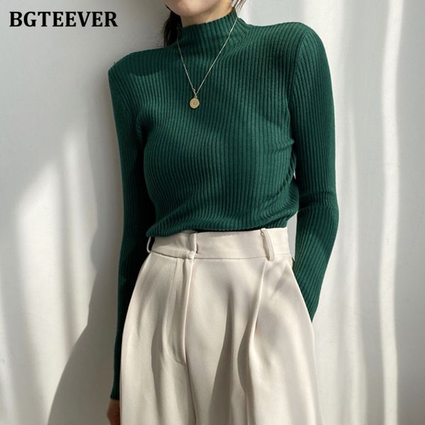 

chic casual half turtleneck women sweaters 2021 autumn winter pullovers full sleeve stretched female knitted, White;black