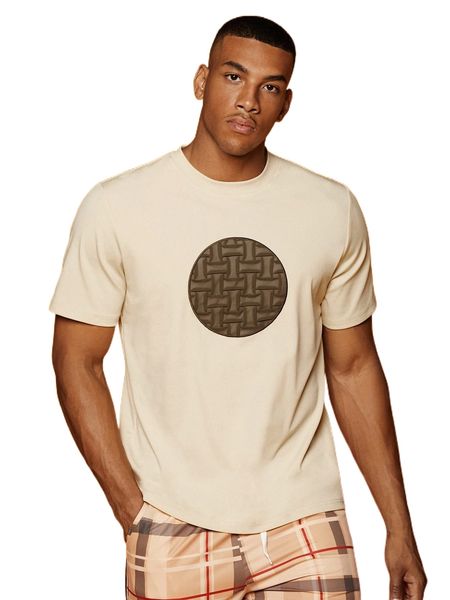 

men geo patched tee l0cv#, White;black