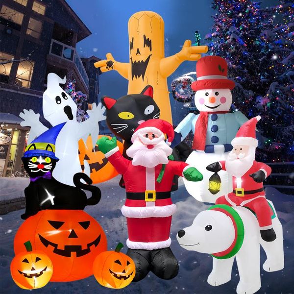 Decorazioni natalizie LED Babbo Natale gonfiabile Pupazzo di neve Giardino esterno Anno di Halloween Decorazione Regalo per bambini Giocattoli per festeNatale