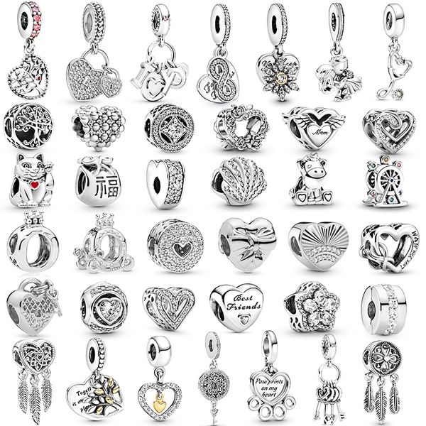 Nuovo popolare argento sterling 925 Hollow Love Mom Crown Charm Beads Ciondolo per Pandora Bracciale Collana Gioielli da uomo Accessori moda Offerta speciale