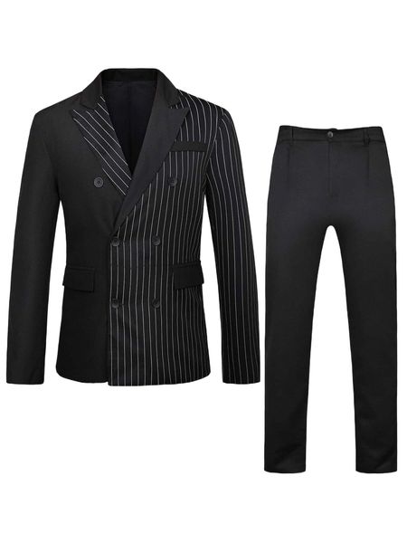 

men striped double breasted blazer & tailored pants h4oa#, White;black